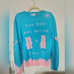 TEDDY FRESH Size Small Two Teds Are Better Than 1 Pink Blue Sweater